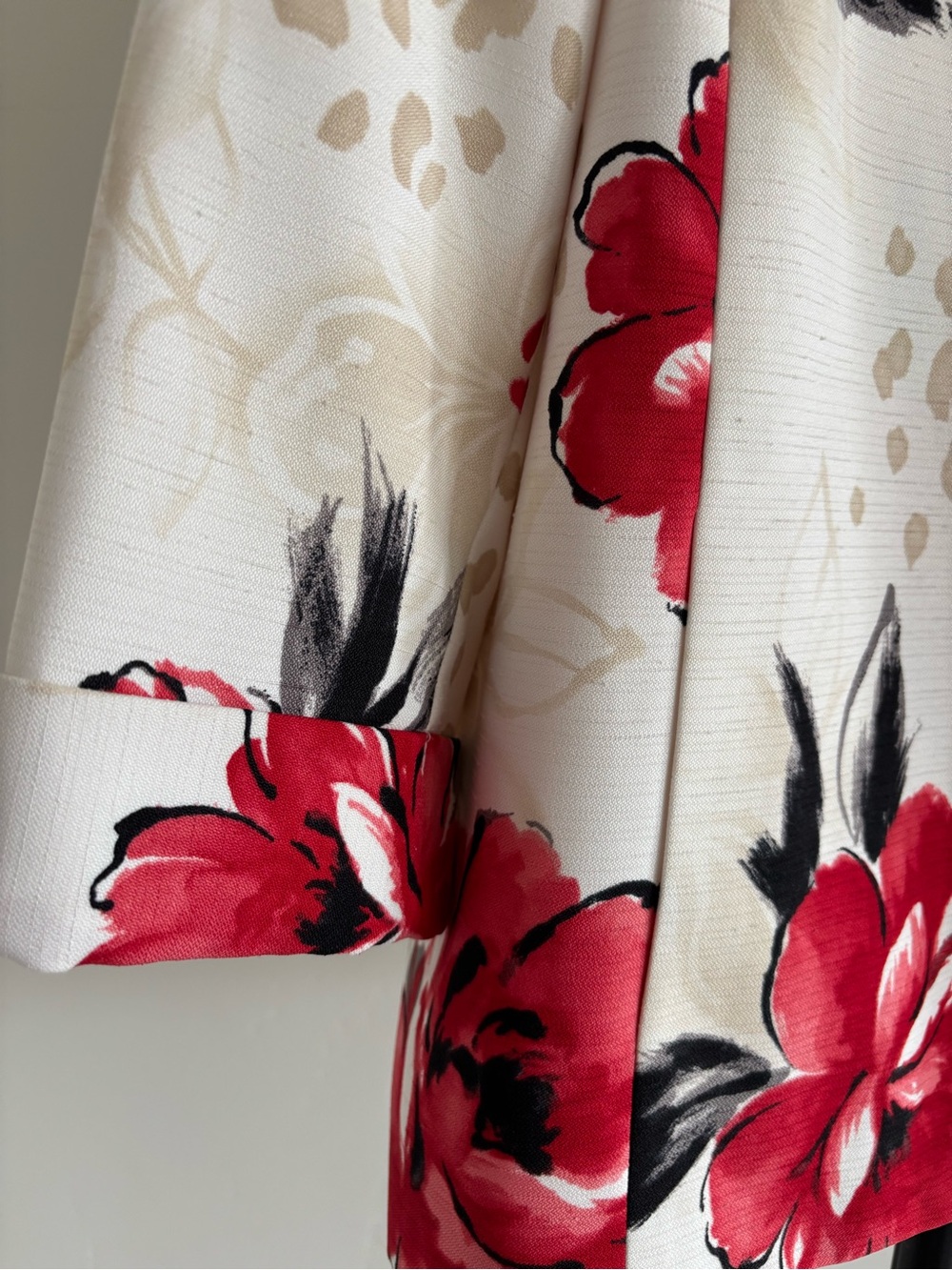 Vintage Y2K Alfred Dunner Red Floral Statement Blazer Size 12 - Picture 4 of 7